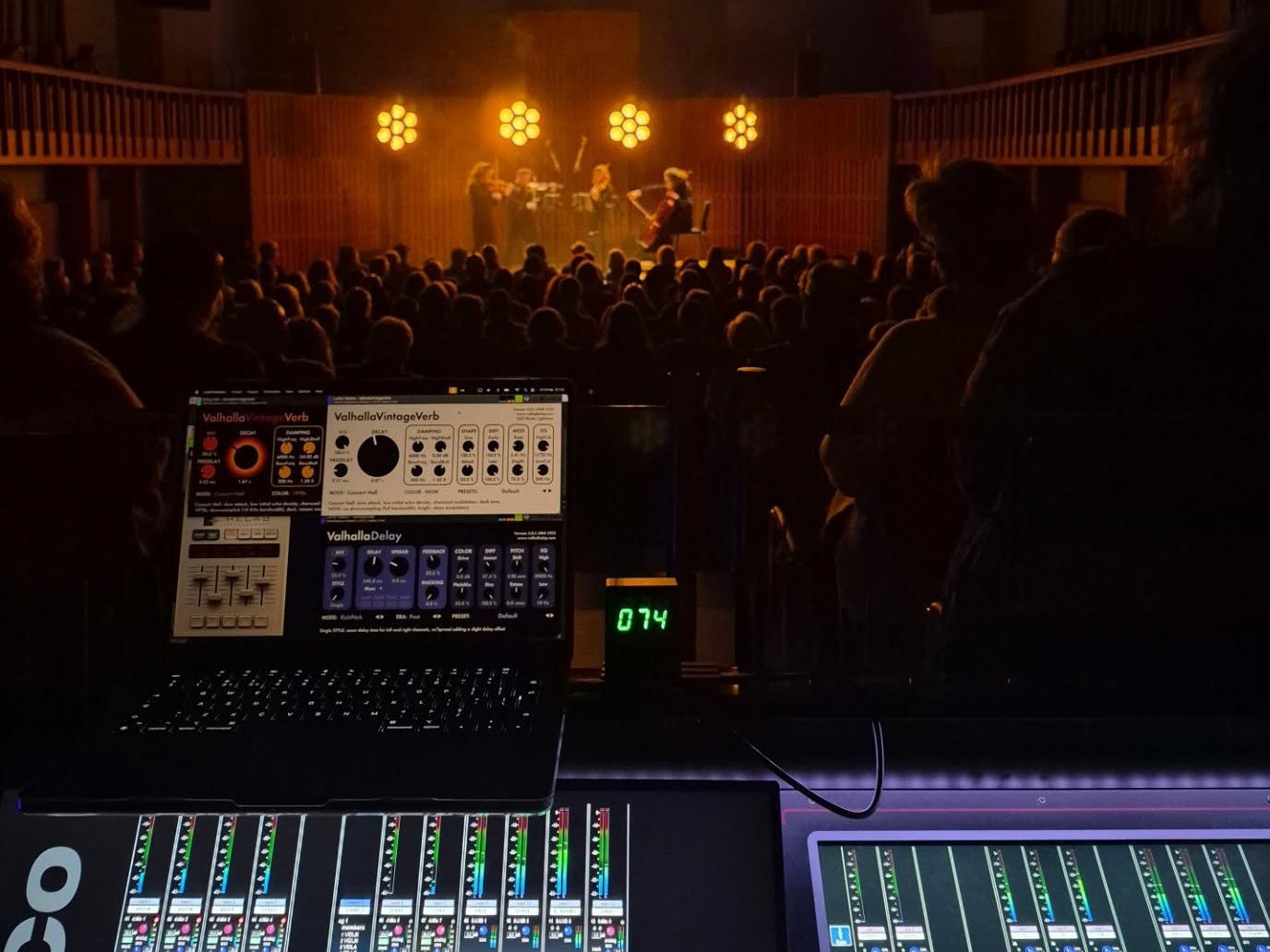 DiGiCo SD12 front-of-house console reading 097 dB